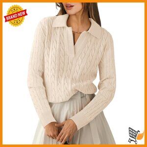 V-Neck Cable Knit Pullover Sweater, Regular Fit, 50% Viscose Blend